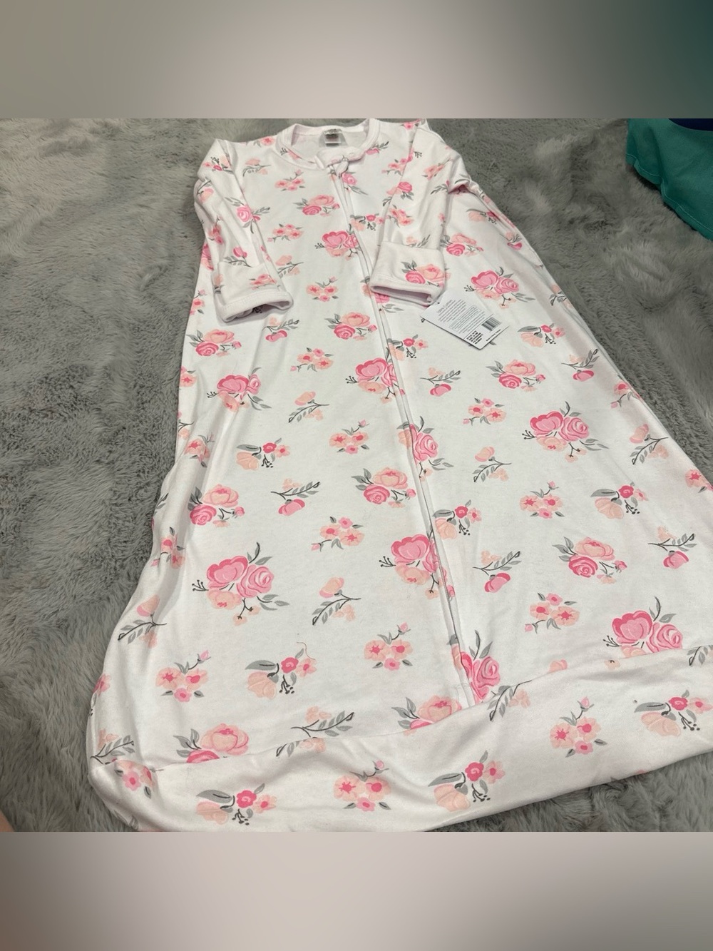 HB White Baby Sleep Sack with Pink Floral Print